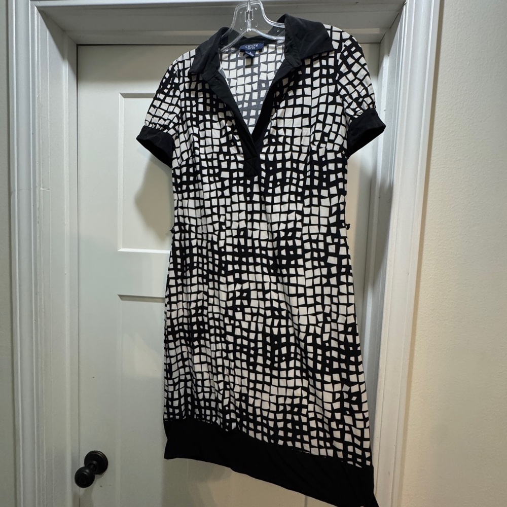 Chaps Monochrome Geometric Pattern Dress